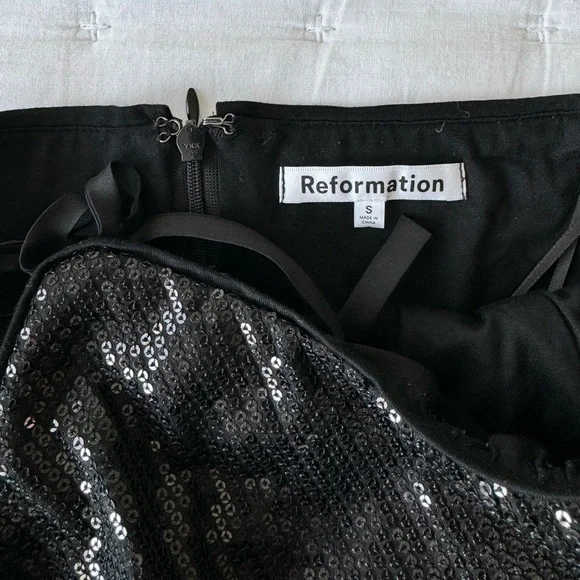 Reformation Small Sidney Black Sequin Halter Mini Dress - Picture 11 of 13